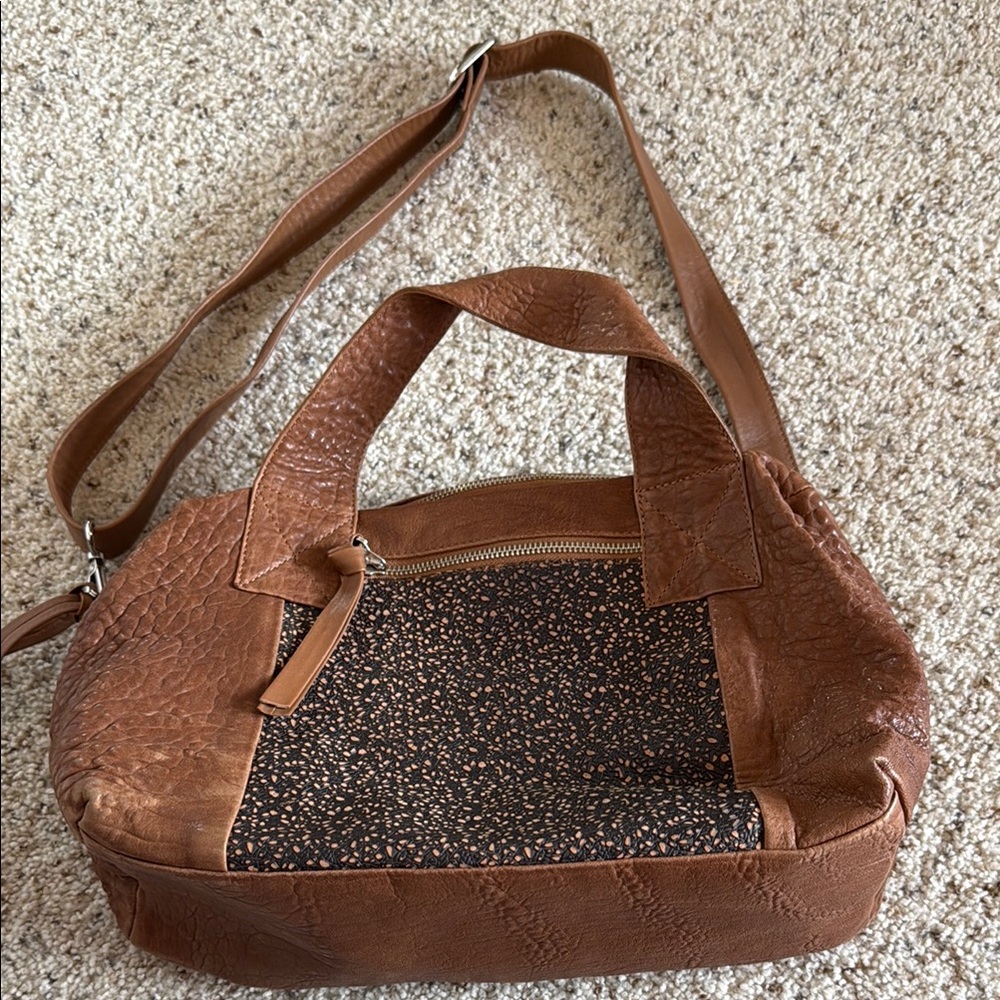 Daniella Lehavi Brown Textured Leather Crossbody Tote Bag
